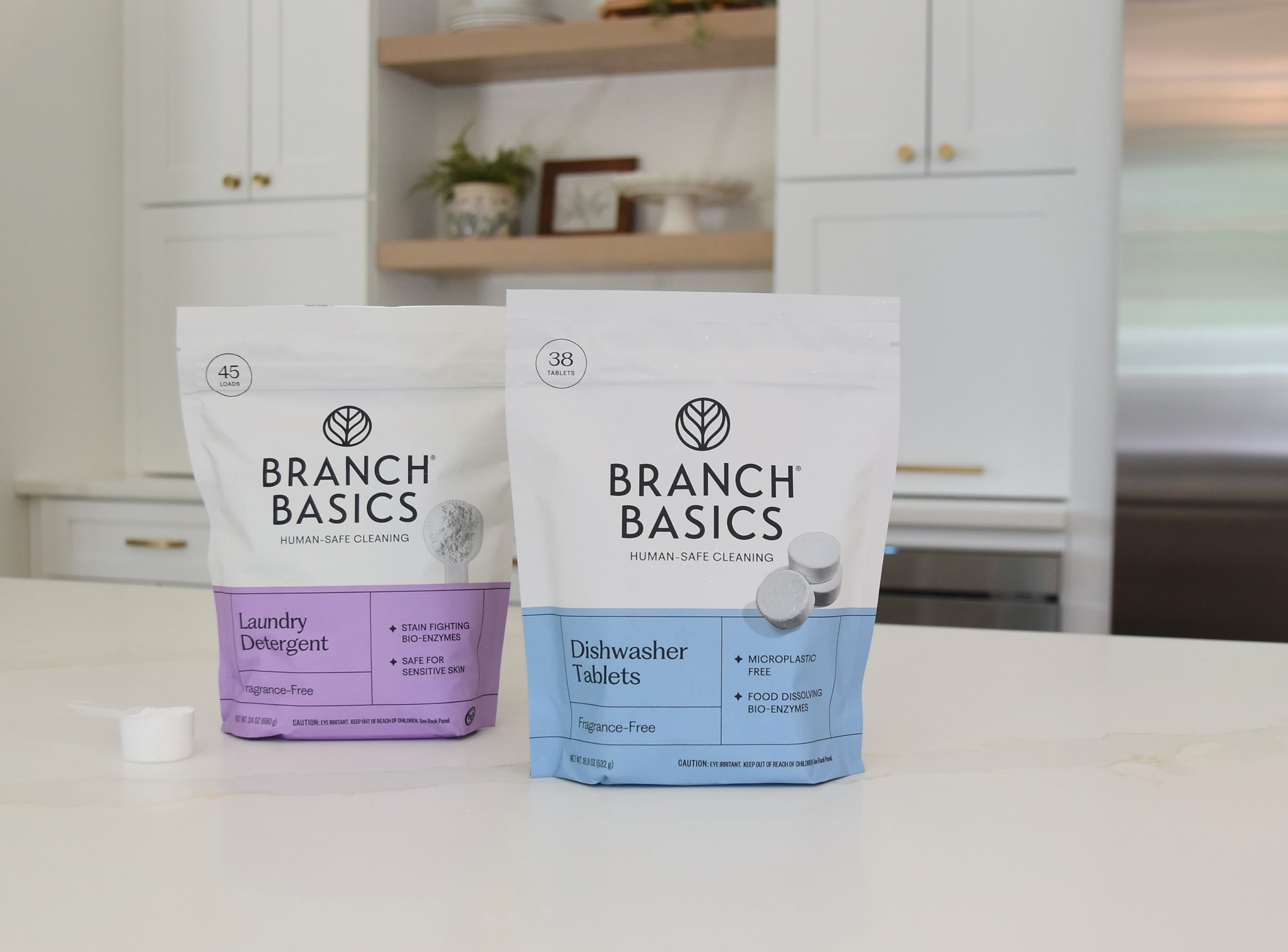 Reviewing the differences between the Branch Basics Laundry Detergent vs Dishwasher Tablets and how well they work.