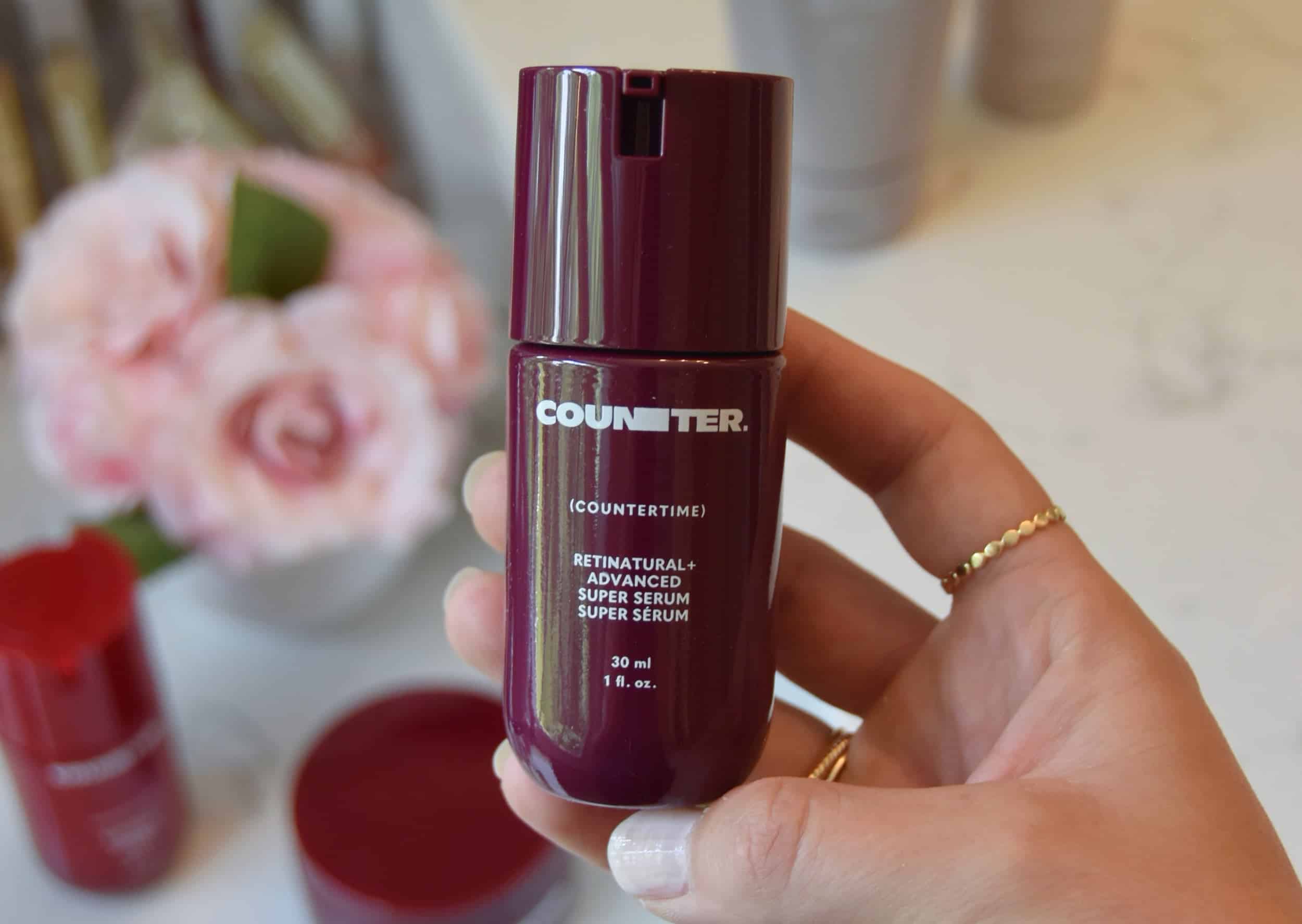 Holding the new Countertime Retinatural Advanced Super Serum in my hand.
