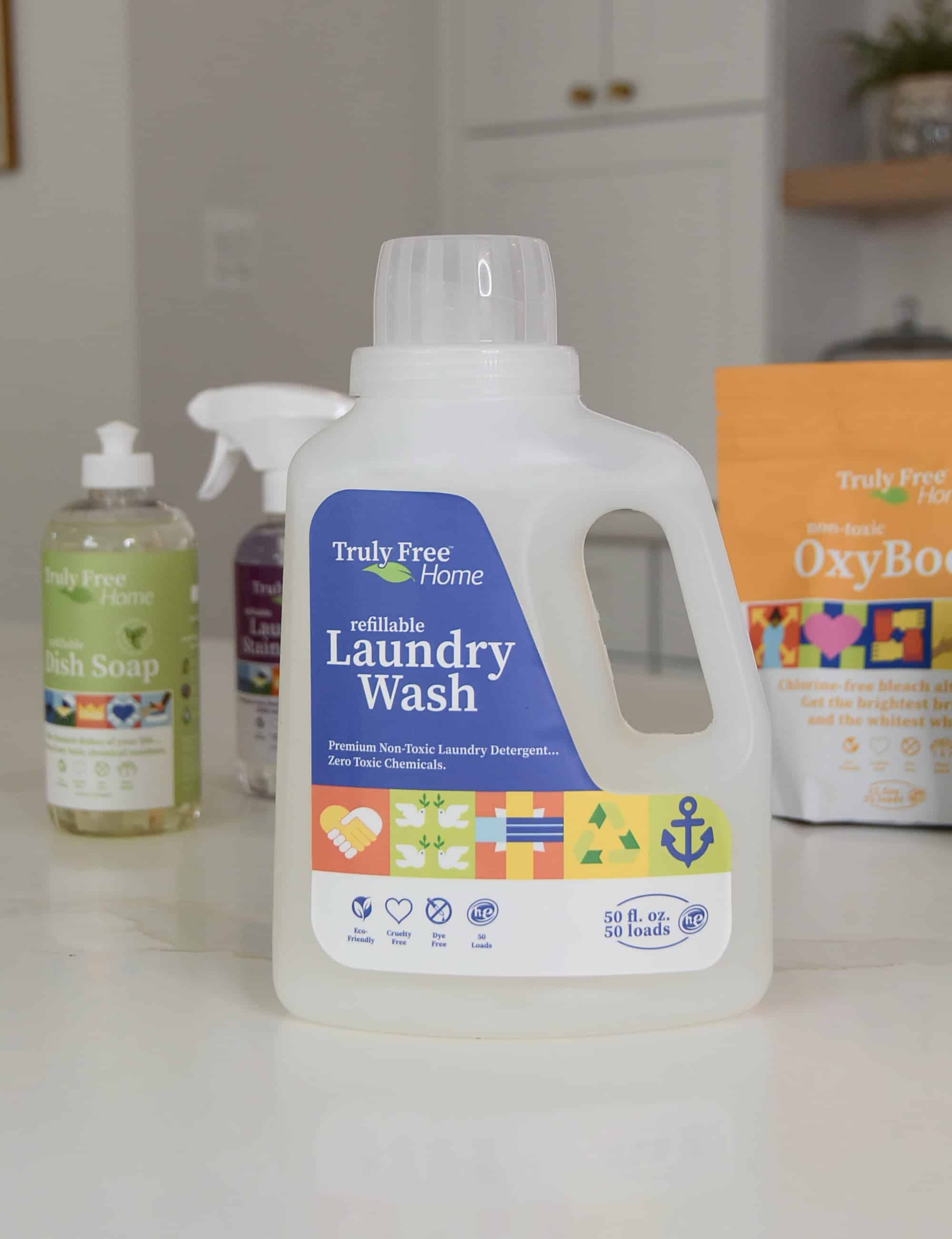 All of the Truly Free products sitting on my counter in the kitchen.
