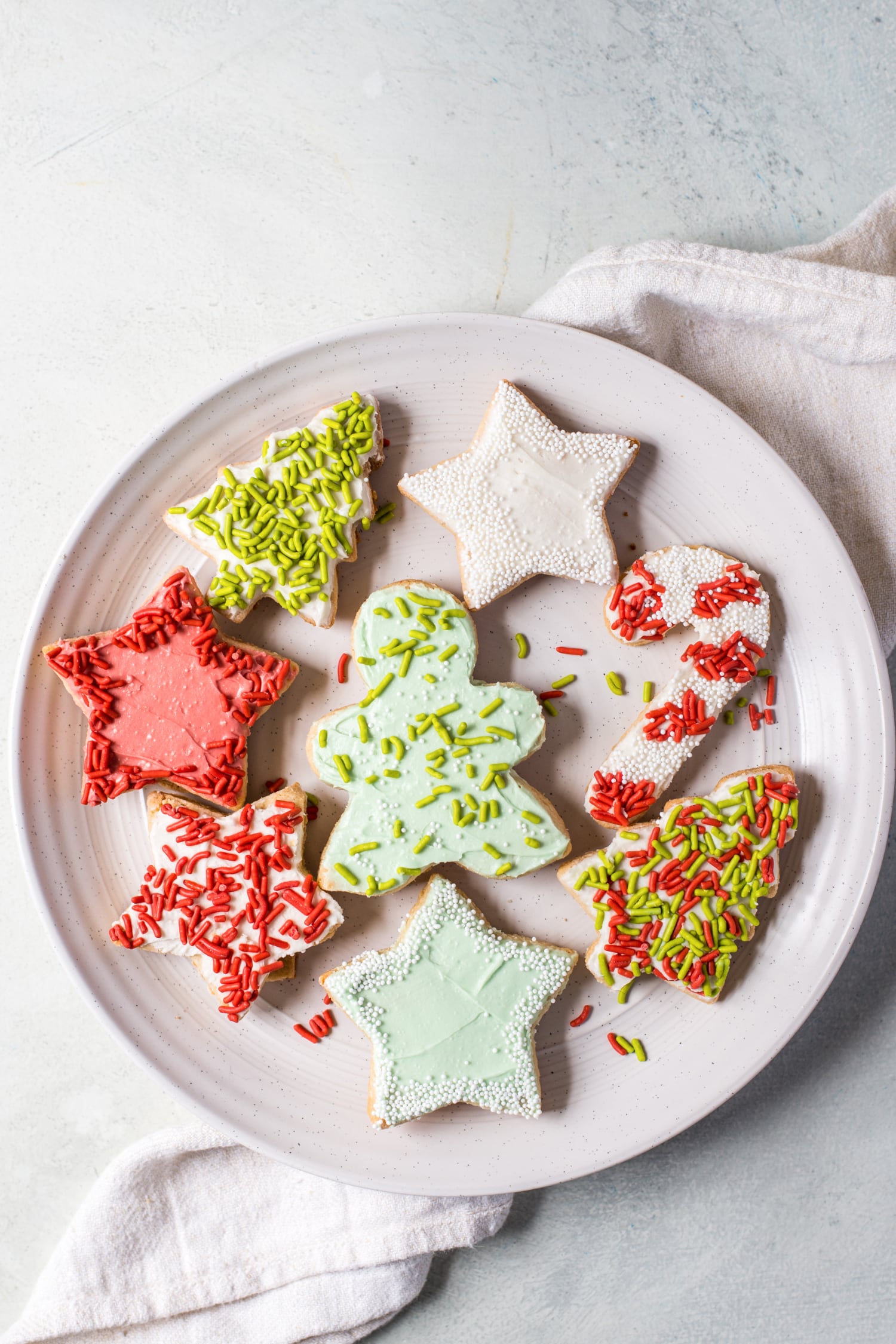 plate of healthy sugar cookies for christmas