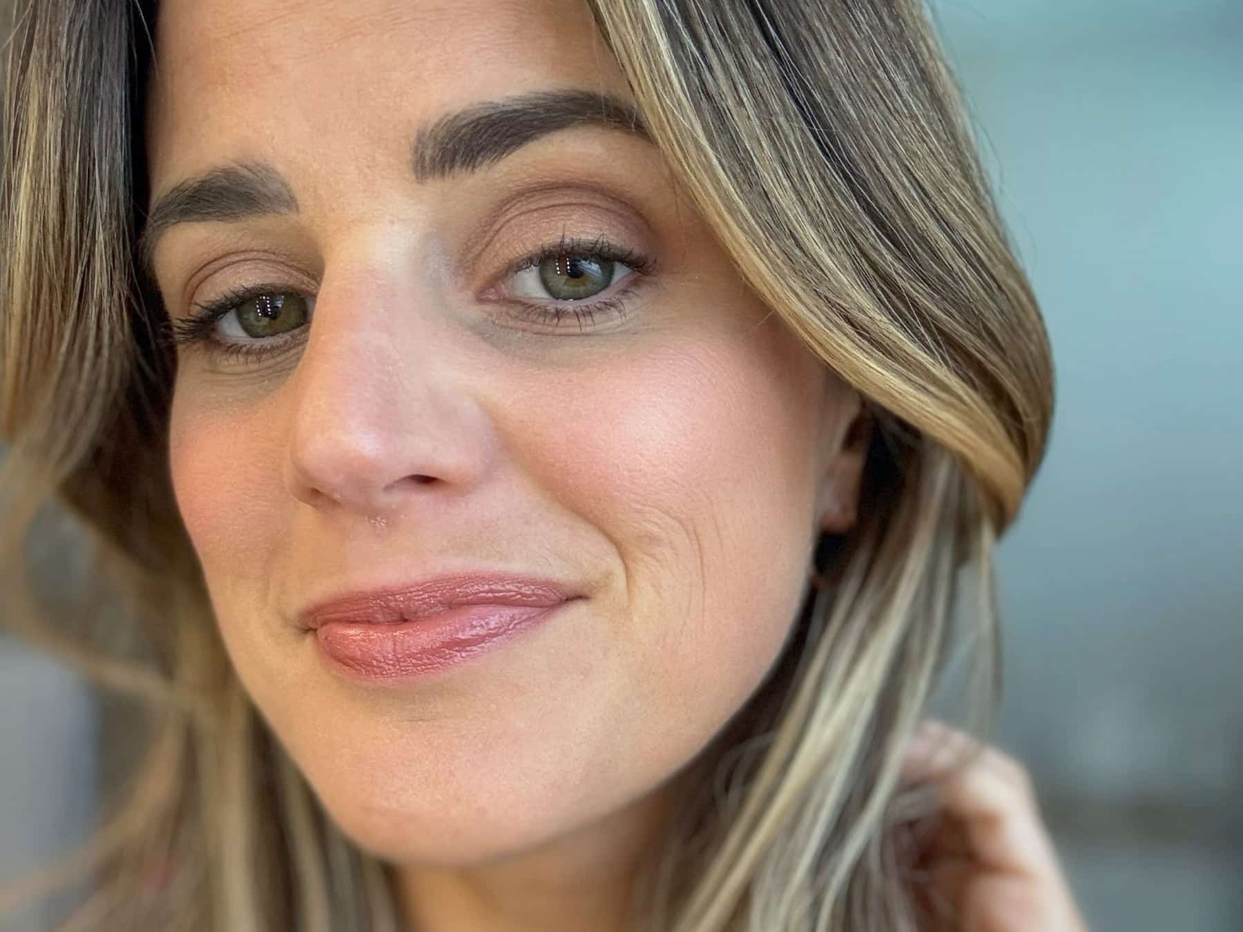 A photo of my clear skin after using an apple cider vinegar facial toner for many years.
