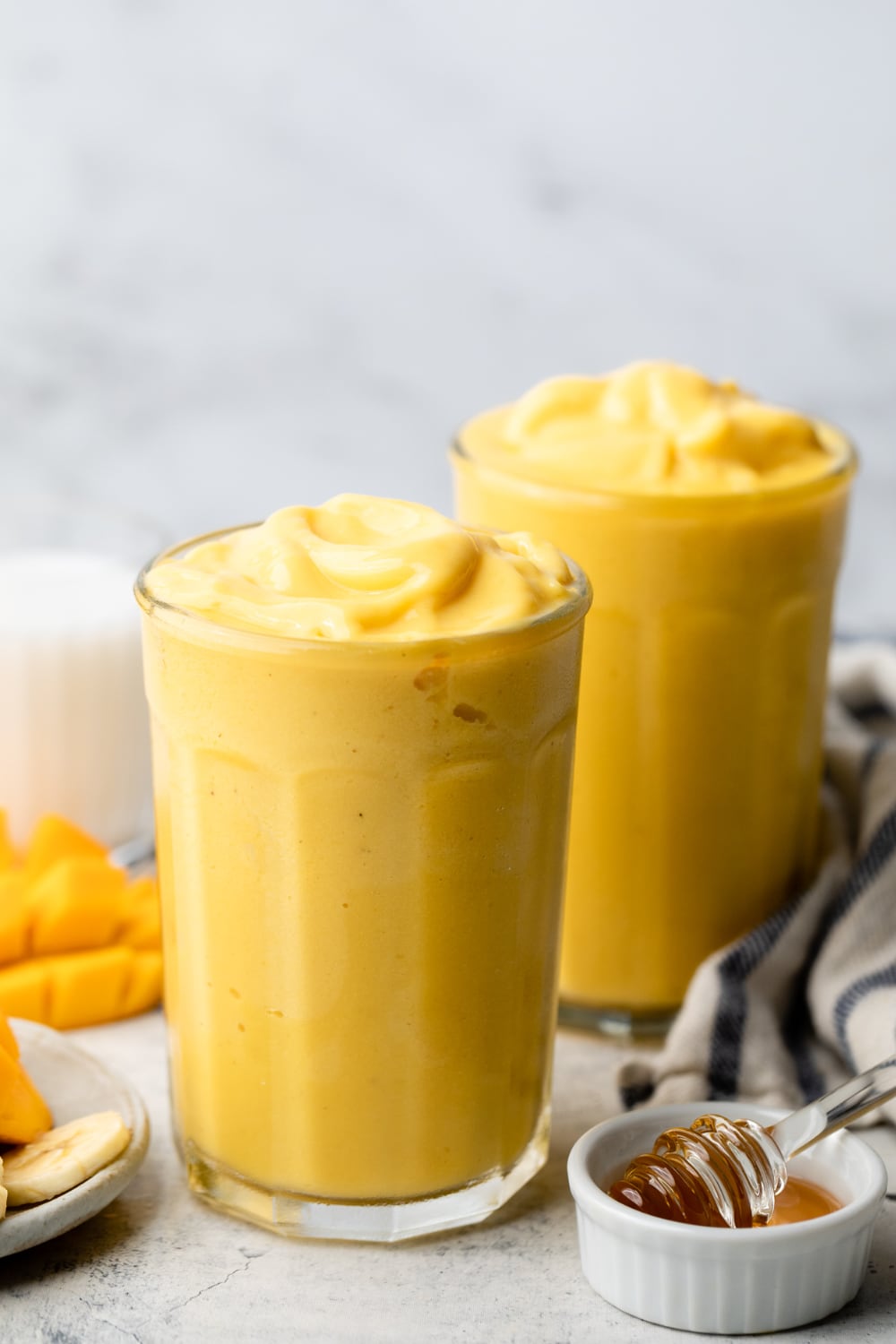 Thick and creamy coconut milk smoothie made with mango.