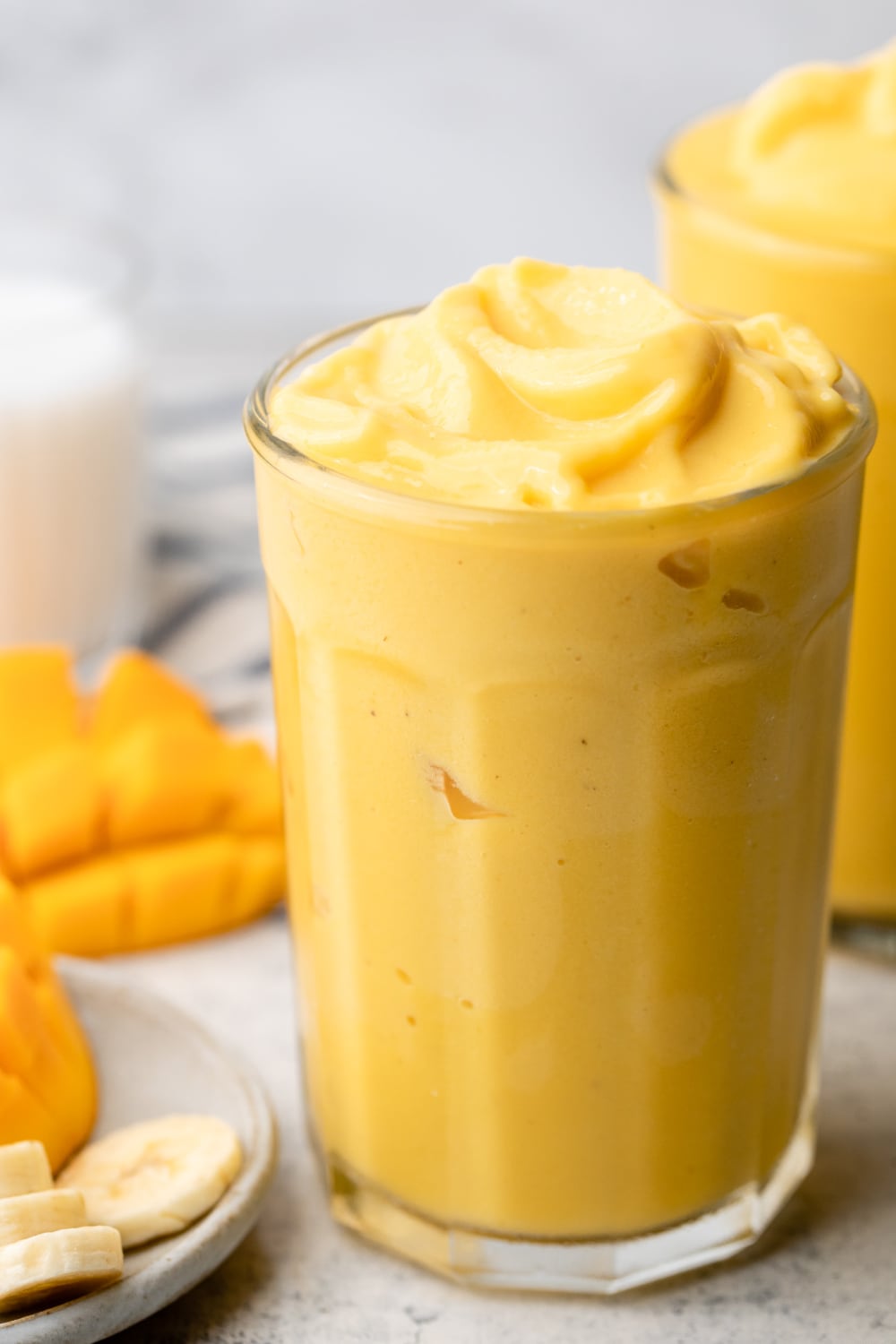 Close up of the thick and creamy smoothie. 