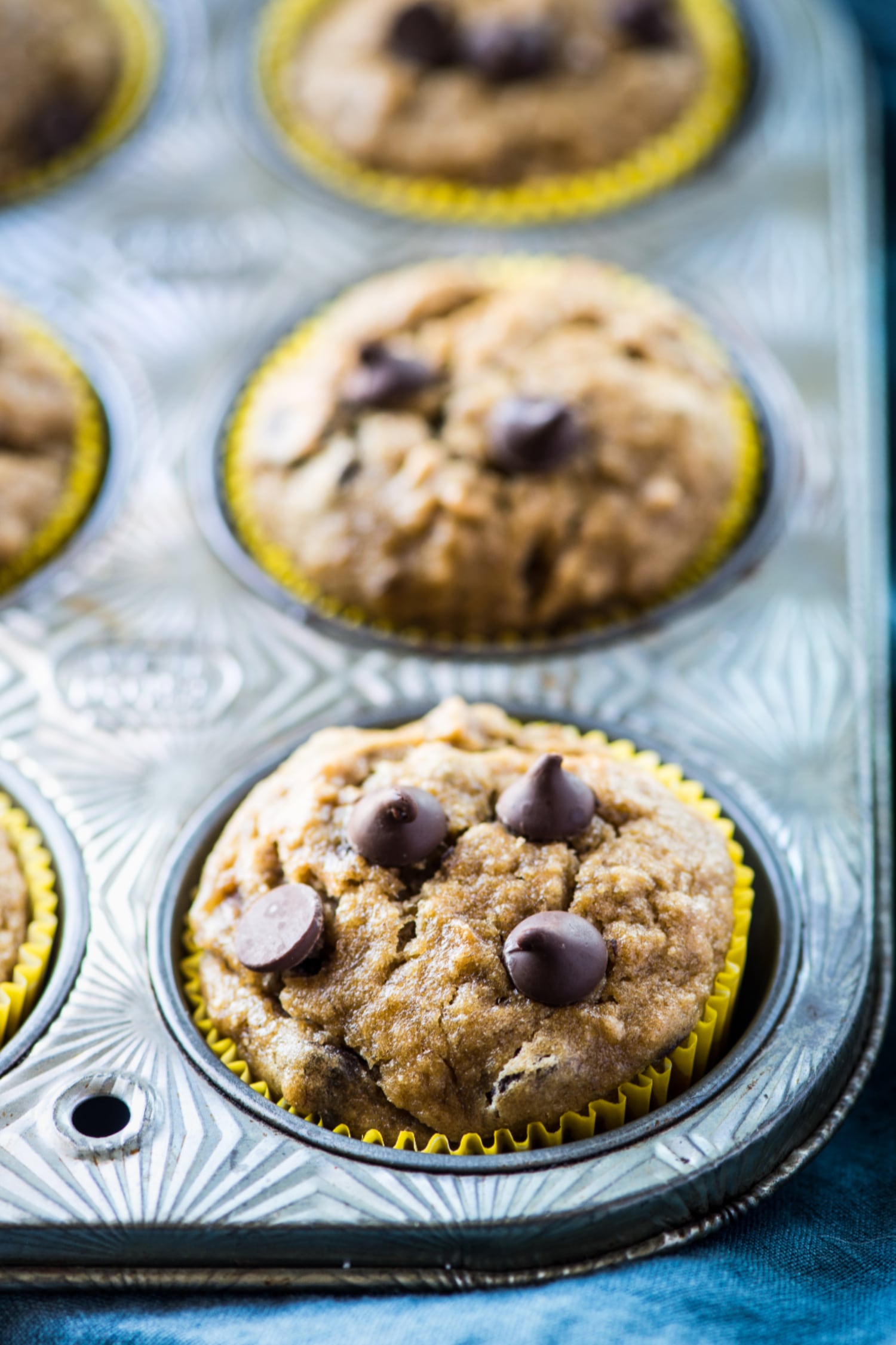 tray of paleo banana muffins in a tin