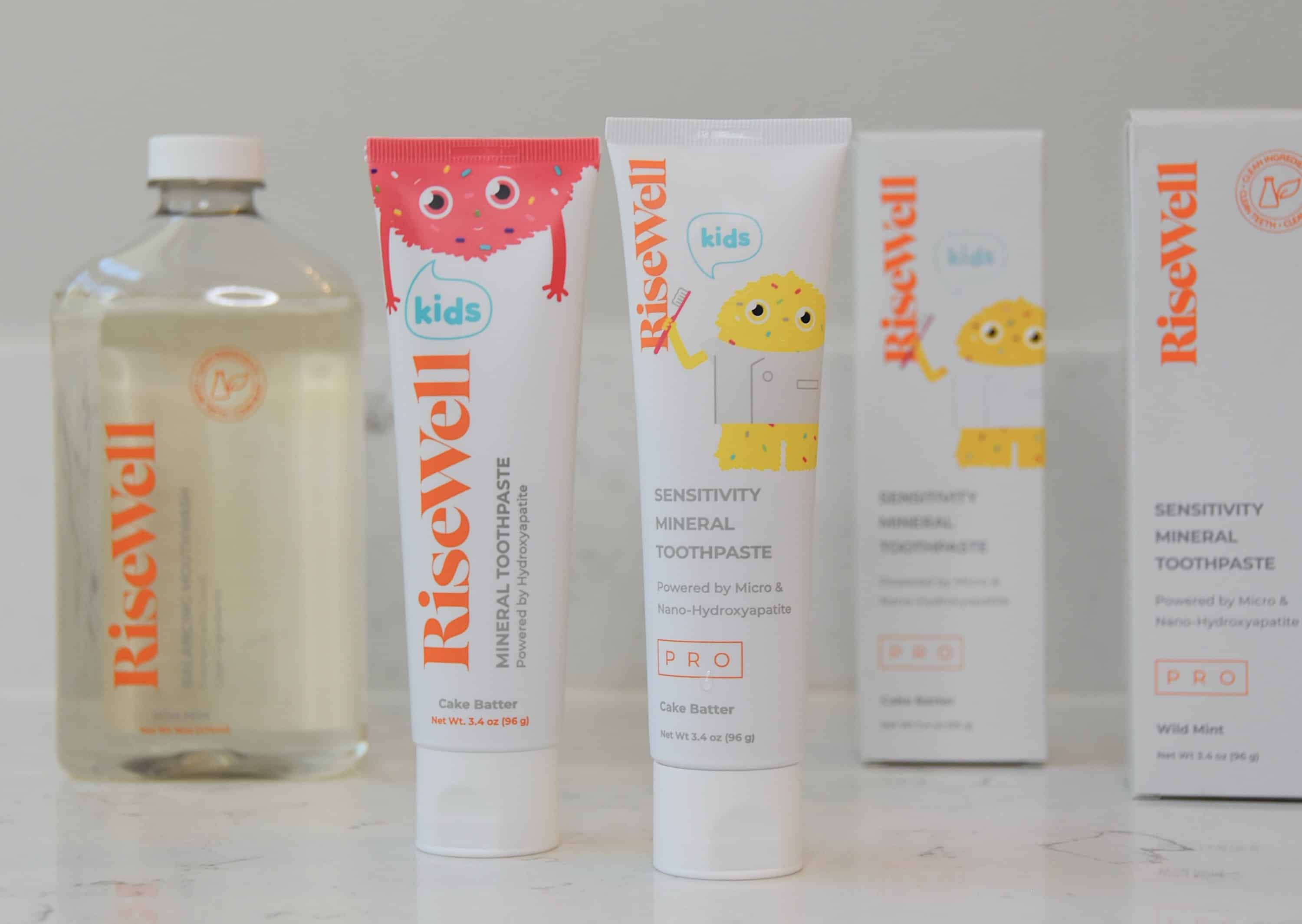 A close up look at the two different kids toothpastes.