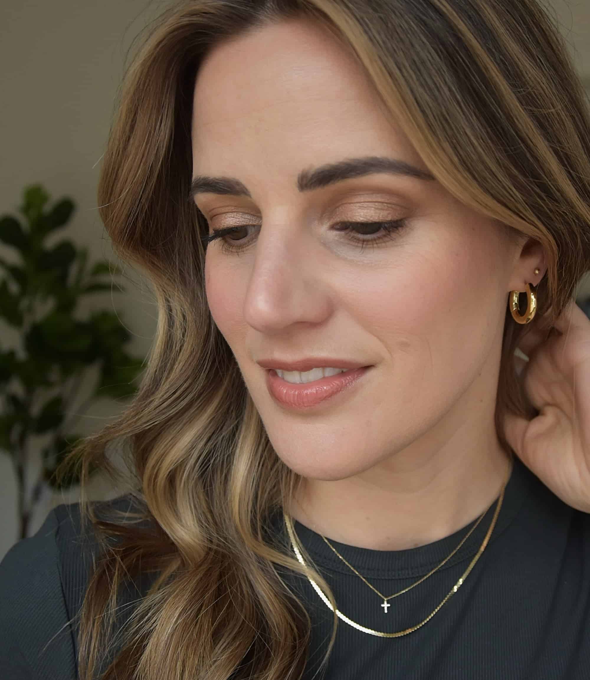 Close up of Noelle's face showing how the products perform in real life.